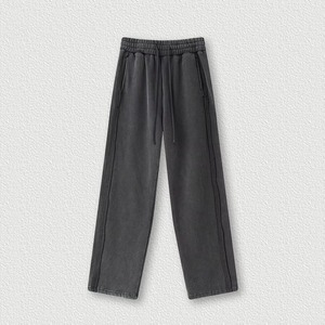 Pantalon Jogger Homme Coupe Droite Décontractée Taille Mi-Haute avec Fermeture Éclair, Doublure Polaire Respirante, Lavage Stone Wash, Écologique, Style Urbain - Product Image 4