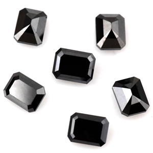 Diamante natural de corte esmeralda, negro oscuro opaco, de 6.00 x 4.00 mm, calibrado, para la fabricación de joyas como anillos, bandas y colgantes. - Product Image 1