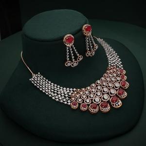 Collar de Diamantes de Oro Sólido de 14K de Lujo con Certificado IGI y Aretes con Gemas Rojas, Regalo de Compromiso Unisex, Joyería de Boda - Product Image 3
