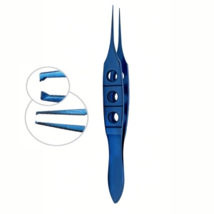 Pinzas Quirúrgicas Profesionales de Titanio con Dientes, 85 mm, 1x2 Dientes, Instrumento de Precisión para Sujetar Tejidos, Acabado Azul - Product Image 1