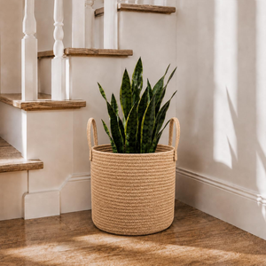 Natural Grass Woven Open Storage <b>Basket</b> Straw Handmade Fashion Style <b>Jute</b> Lining Two Handles Waterproof Unisex Organizing - Product Image 2