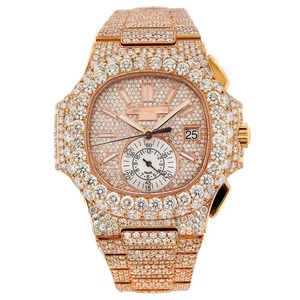 Montre Classique Unique en Quartz Or Rose Sertie de Diamants pour Homme, Moissanite VVS, Cadran Rose Intelligent, Personnalisée Hip Hop avec Date - Product Image 1