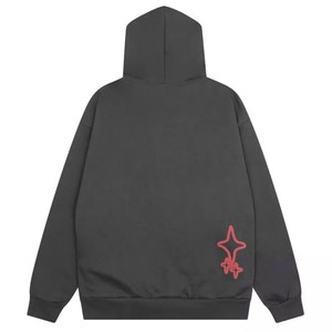 Sweat à capuche noir zippé pour homme avec imprimé crâne, style streetwear sombre, coupe oversize, en coton tricoté, pour l'automne - Product Image 2