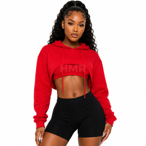 Sweat-shirt à capuche court HMR Sorority Sisterhood, streetwear tendance, pull court, logo imprimé personnalisé - Product Image 1