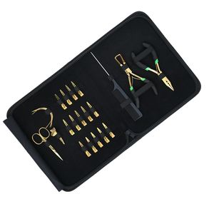 Salon Grade Hair Extension Tools <b>Kit</b> I-Tip Silicone Beads Plier Thread Mini Scissor Sectioning Clips Black Rexine Case <b>Kit</b> - Product Image 1