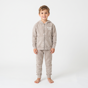 Conjunto Deportivo Informal para Niños, Sudadera con Capucha y Cremallera Completa de Algodón, Lavado Ácido, Ropa Deportiva Personalizada al por Mayor - Product Image 5