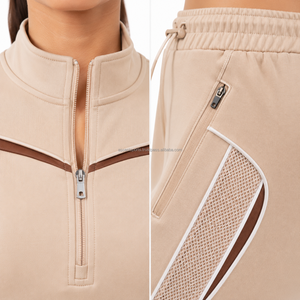 Women's Performance Half Zip Tracksuit <b>Athletic</b> Jogger Set Fitness Sportswear Custom Logo OEM ODM Wholesale Apparel Manufacturer - Product Image 4