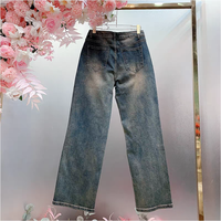 Jeans rétro taille haute pour femmes Style décontracté ample avec broderie de fleurs à paillettes