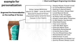 Urne artisanale pour cendres humaines, urne personnalisée gravée, boîte de crémation pour urnes funéraires, urne commémorative, cercueil en résine noire - Product Image 2