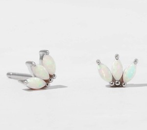 18K Gold 925 Silver 6x3mm Natural Ethiopian <b>Opal</b> Stone <b>Stud</b> <b>Earrings</b> Prong Setting Minimalist Tiny Dainty Fine Jewelry for Women - Product Image 5