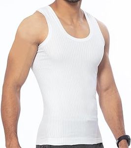 Undershirts Plain Dyed <b>White</b> Front Logo Training 100% Cotton Knitted O-Neck Casual <b>Men's</b> Gym <b>Vest</b> Breathable 120g - Product Image 3
