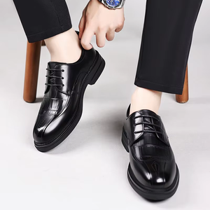 Chaussures Derby Formelles pour Hommes en Cuir de Vachette Pleine Fleur à Lacets, Bout Pointu, Cuir Véritable Premium avec Semelle Extérieure en Caoutchouc - Product Image 6