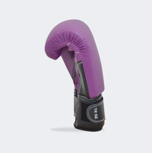 Purple Faux Leather Boxing Gloves Full Finger Velcro Closure Adjustable Wrist <b>Strap</b> Gym Training Gloves - Product Image 2