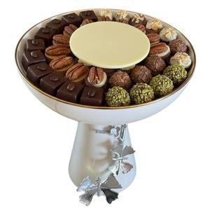 Bol et plateaux à dessert en chocolat de luxe faits à la main, dernier design, pour mariages et décoration intérieure, avec support métallique moderne - Product Image 1