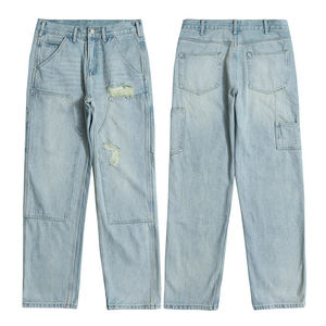 Pantalones Cargo de Mezclilla de Algodón con Lavado Ácido, Estilo Streetwear, de Alta Calidad OEM, con Múltiples Bolsillos, Corte Holgado y Recto para Hombre - Product Image 6