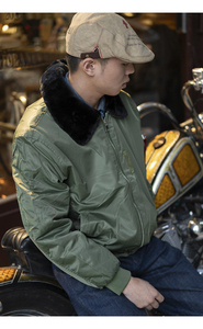Blouson bomber de style nouveau avec col en fourrure original, broderie personnalisée, fermeture éclair, blouson bomber surdimensionné - Product Image 3