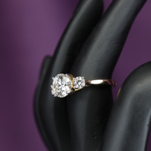 Cut Moissanite 3 Stone Claw Setting Engagement <b>Ring</b> <b>925</b> Sterling <b>Silver</b> Gold Plated Women Classic Diamond Style for Certified - Product Image 2