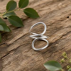 925 Sterling <b>Silver</b> Spiral Swan <b>Adjustable</b> Minimalist Bezel Setting Rose Gold Plated Engagement <b>Ring</b> Unisex Wholesale Handmade - Product Image 5