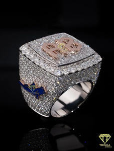 Hip Hop AP Letter Ring With Moissanite Diamond Luxury Bling Jewelry For Streetwear Style - Product Image 3
