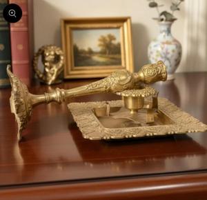 Traditional Brass Candle Holder <b>Decorative</b> <b>Table</b> for Living Room Large Size E27 Base Incandescent Bulb AC 220V - Product Image 2