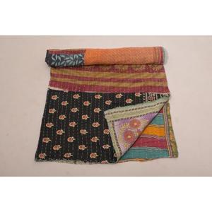Vintage <b>Indian</b> Cotton Kantha Quilt Handmade Reversible <b>Throw</b> Blanket Bedcover for Cozy Home Decor - Product Image 1