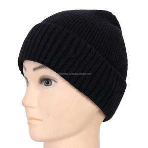 Custom High Quality Unisex Wool Ribbed Striped Knitted Beanie Custom <b>Cap</b> Logo Black Winter Ski Hat Wholesale <b>Plain</b> Fisherman - Product Image 2