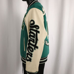 Veste universitaire en gros pour hommes, veste de baseball personnalisée avec logo, veste universitaire en laine et cuir, fournisseur - Product Image 3