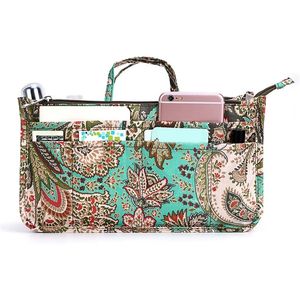 Organizer per Borsa a 13 Tasche ad Alta Capacità con Manico, Nuova Stampa Interna a Motivo Pavone - Accessorio per Borsa da Donna - Product Image 1