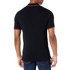 Camisa de Manga Corta Negra para Hombre, Color Sólido, Tejido Piqué de Poliéster, Cierre de Botones, Corte Regular, Antiarrugas, Logotipo Frontal, 180g - Product Image 3