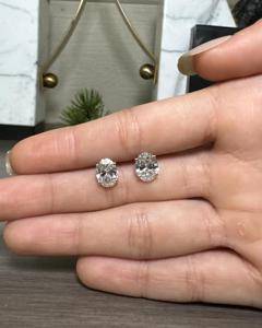 Luxury gold plated 925 <b>silver</b> oval cut solitaire stud <b>earrings</b> fine jewelry women elegant <b>wedding</b> party wear gift design - Product Image 4