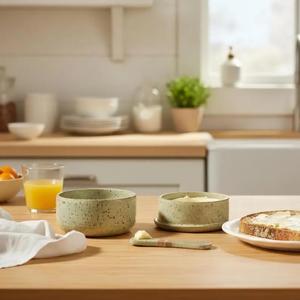 Juego de Recipientes Compactos para Mantequilla con Tapa Abatible Inteligente, Acabado Brillante, Ahorra Espacio en la Encimera de la Cocina - Product Image 5