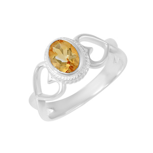 Nuevo anillo de plata de ley 925, delicado y llamativo, con diseño de corazón, citrino ovalado facetado, piedra preciosa natural, joyería fina para boda. - Product Image 1