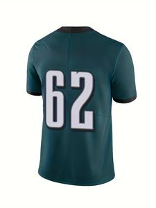 Men's American Football Jersey V-Neck Short Sleeve Moisture Wicking Polyester Team Number 62 Uniform - Product Image 2