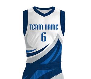 Uniformes de baloncesto reversibles personalizados de alta calidad para hombres jóvenes azul blanco BSCI ropa de baloncesto de talla grande transpirable - Product Image 4