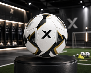 Ballon de football personnalisé X avec contrôle de préhension amélioré |   Blanc Bleu Or |   Logo X |   Fabricant OEM ODM |   Design haut de gamme |   Qualité supérieure - Product Image 6