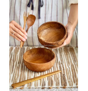 Natural Acacia Wooden <b>Bowl</b> for Salad <b>Snacks</b> & Fruits - Product Image 1