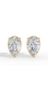 Pear Cut Lab Grown Diamond <b>Studs</b> 925 <b>Sterling</b> <b>Silver</b> Three Prong Solitaire Certified Luxury Fine Jewelry Earrings For Women - Product Image 4
