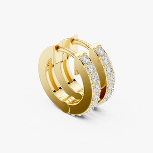 Pendientes de Aro Huggie de Oro Amarillo de 9K con Diamante Redondo Cultivado en Laboratorio de 0.324CT, Una Sola Hilera, Joyería OEM al por Mayor - Product Image 6
