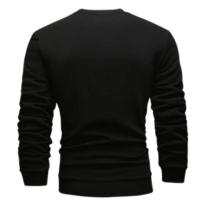 Men's <b>Black</b> White Color Blocking <b>Crew</b> <b>Neck</b> Pullover <b>Sweatshirt</b> Regular Fit Knitted Cotton Casual Autumn Wear - Product Image 2