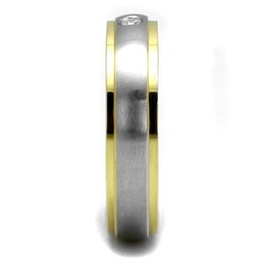 Anello in acciaio inossidabile bicolore IP Gold (Ion Plating) TK2938 con zirconi trasparenti di grado AAA - Product Image 4