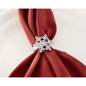 Snowflake Design Metal Napkin Ring Silver Finished Round Shape Stocked Customized Color for Restaurant Wedding <b>Table</b> Accessories - Product Image 1