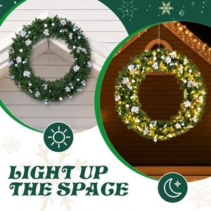 Ghirlanda Natalizia da Interno Pre-Illuminata 60 Pollici, 220 Luci Bianche Fredde e Calde, 600 Punte in PVC, Ornamento Natalizio Artificiale Illuminato per Decorazioni Fai-da-Te - Product Image 2