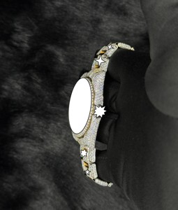 Montre de luxe pour homme en acier inoxydable plaqué or rose avec cadran en verre et moissanite VVS - Product Image 3