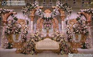 Srilankan Boda Shagun Ceremonia Configuración de escenario Recepción de boda real Decoración de escenario Estilo indio del Sur Decoración de escenario de boda - Product Image 2