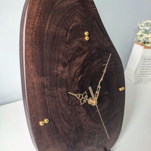 Irregular Wood Slice Analog Quartz Wall Clock Minimalist Design Silent Living & <b>Bed</b> Room Decor - Product Image 5