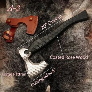 Hacha Vikinga Hecha a Mano de Acero Industrial con Alto Contenido de Carbono, Mango de Madera de Palisandro, Funda de Cuero, Personalizable, 1.5 kg, Multiusos - Product Image 6