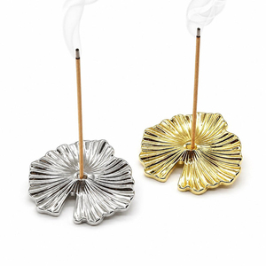 Porte-encens en forme de feuille de Ginkgo, en métal doré et argenté, brûleur d'encens moderne, cadeau de méditation, porte-encens - Product Image 1