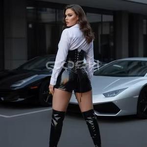 Heavy Duty Gothic <b>Black</b> Crocodile PVC Waspie Corset Glossy Embossed Vegan Leather Body Shaper Clubwear Corset - Product Image 6