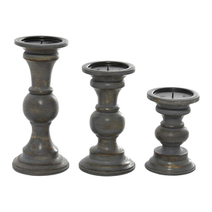 Candelabro de madera de mango gris oscuro hecho a mano, Juego de 3 candelabros decorativos de madera de alta calidad al mejor precio en línea - Product Image 2