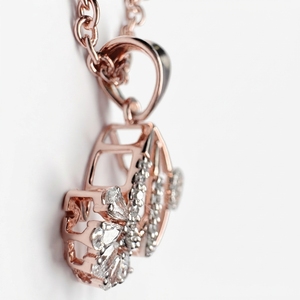 จี้เพชรทรงลูกแพร์สำหรับผู้หญิงพร้อมสายสร้อย |   ทองคำโรสโกลด์ 9K - Product Image 3